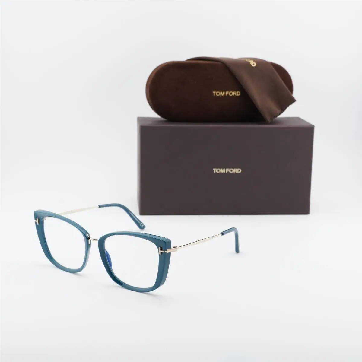 Tom Ford FT5816-B 089 Shiny Teal/rose Gold/clear Blue Light Block Lens 53MM
