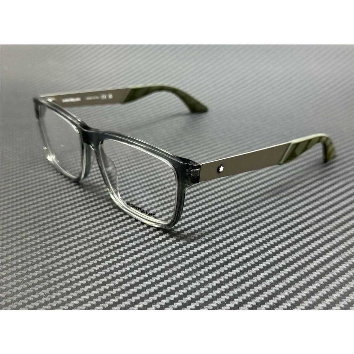 Montblanc Mont Blanc MB0300O 003 Grey Transparent Men`s Large 56 mm Eyeglasses