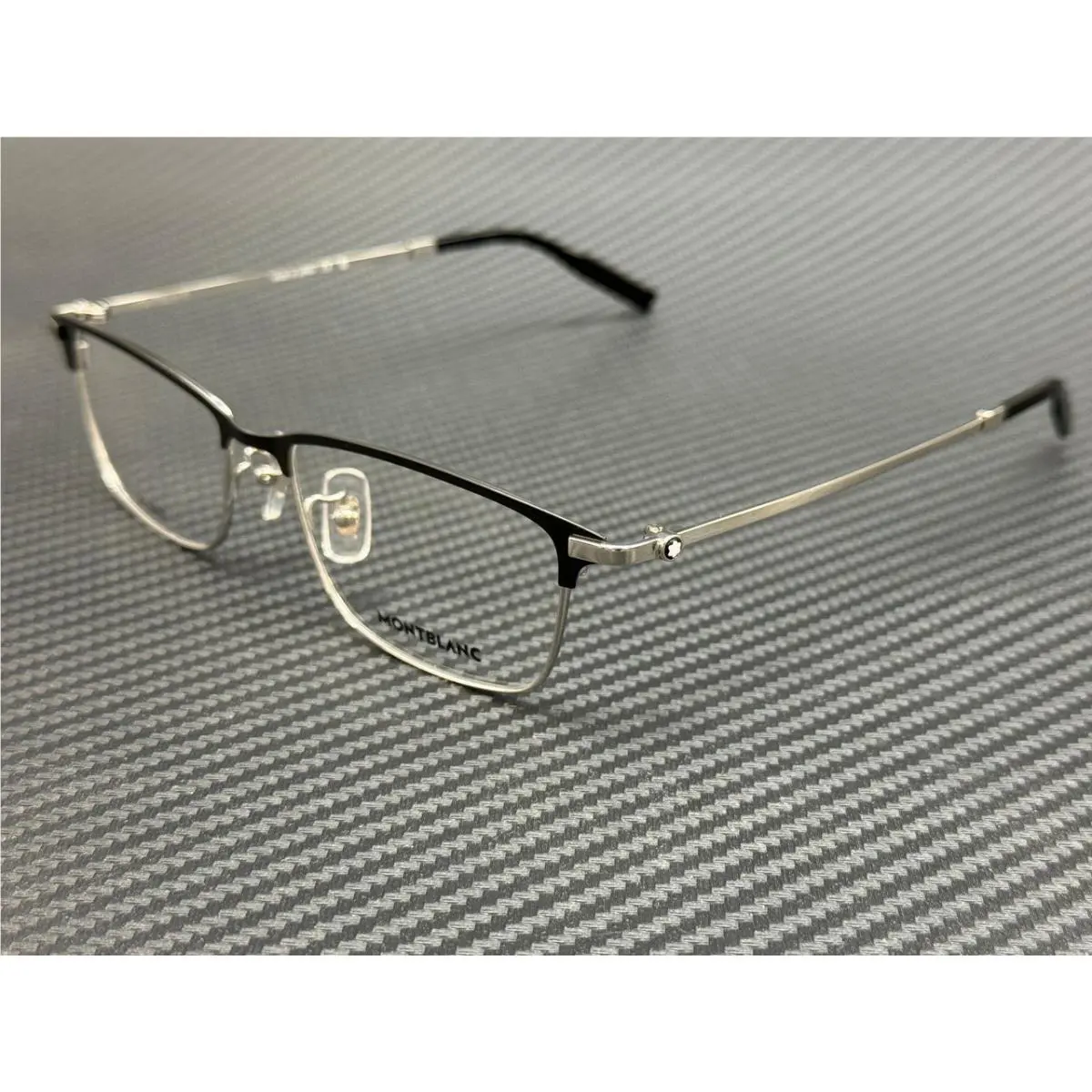 Montblanc Mont Blanc MB0374OA 001 Silver Black Titanium Men`s Extra Large 54 mm Eyeglasses