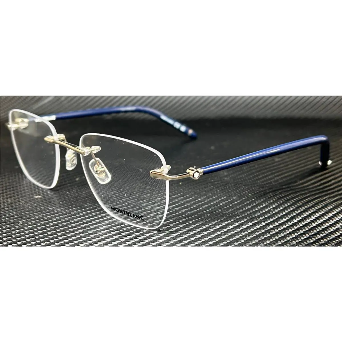 Montblanc Mont Blanc MB0274O 003 Silver Blue Mens Large 53 mm Eyeglasses