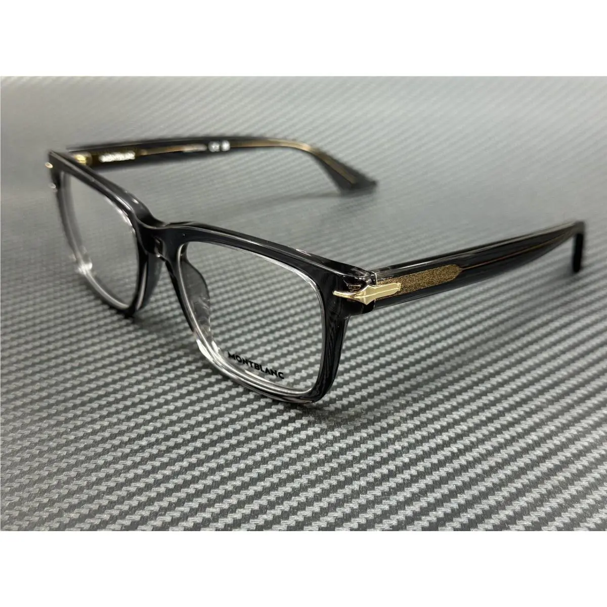 Montblanc Mont Blanc MB0266O 009 Grey Transparent Men`s 54 mm Large Eyeglasses