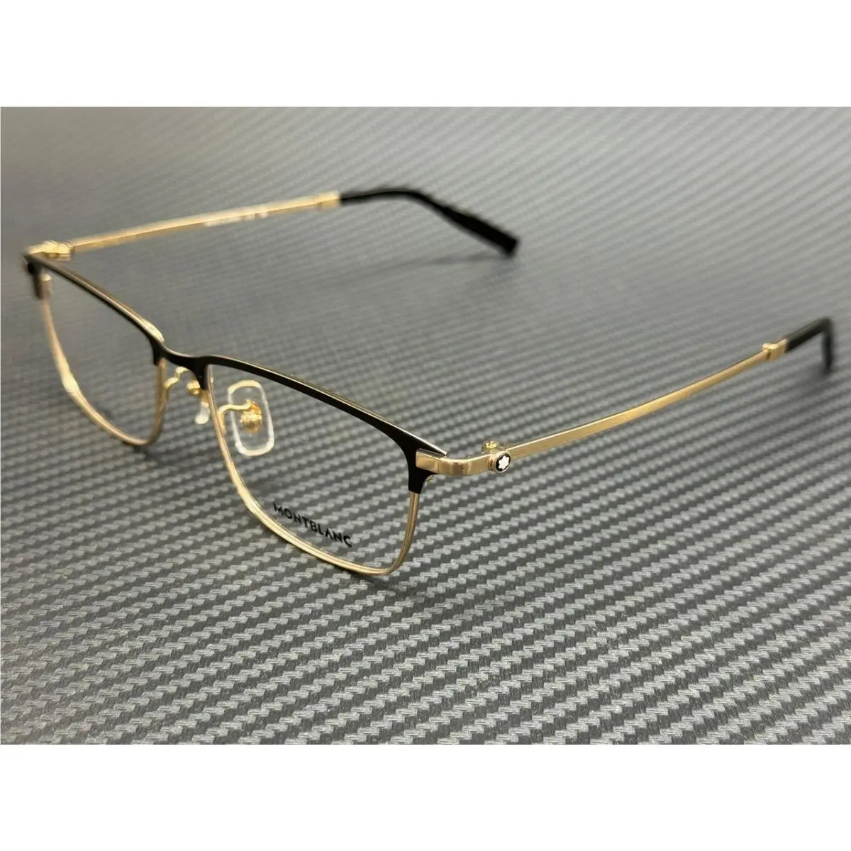 Montblanc Mont Blanc MB0374OA 002 Black Gold Titanium 54 mm Extra Large Eyeglasses