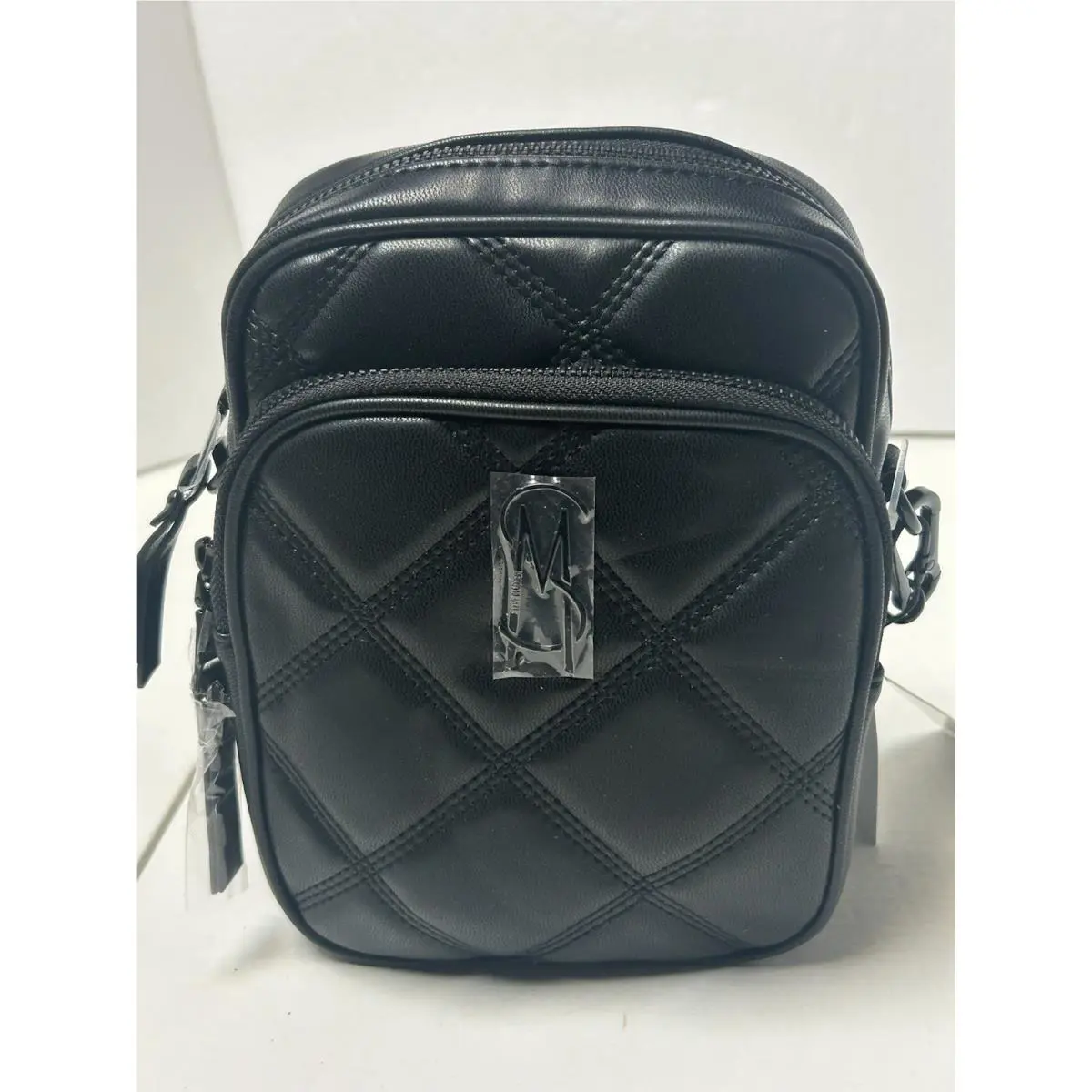 Steve Madden Crossbody Quilt Black Bag with Triple Compartment