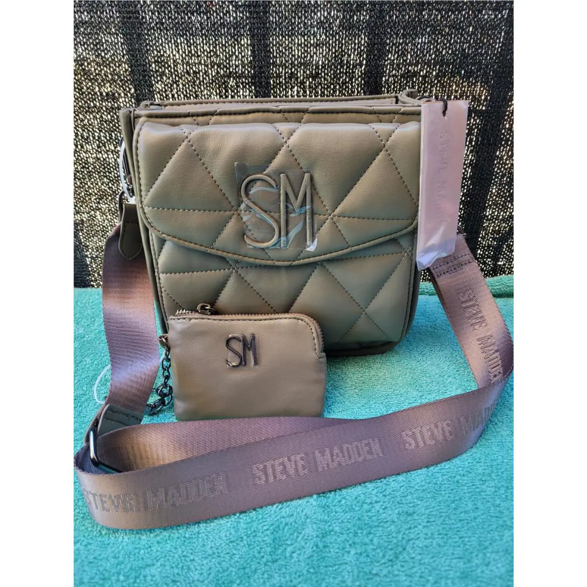 Steve Madden Women`s Olive Bmezza Quilt Crossbody Bag Handbag Style Girls Green