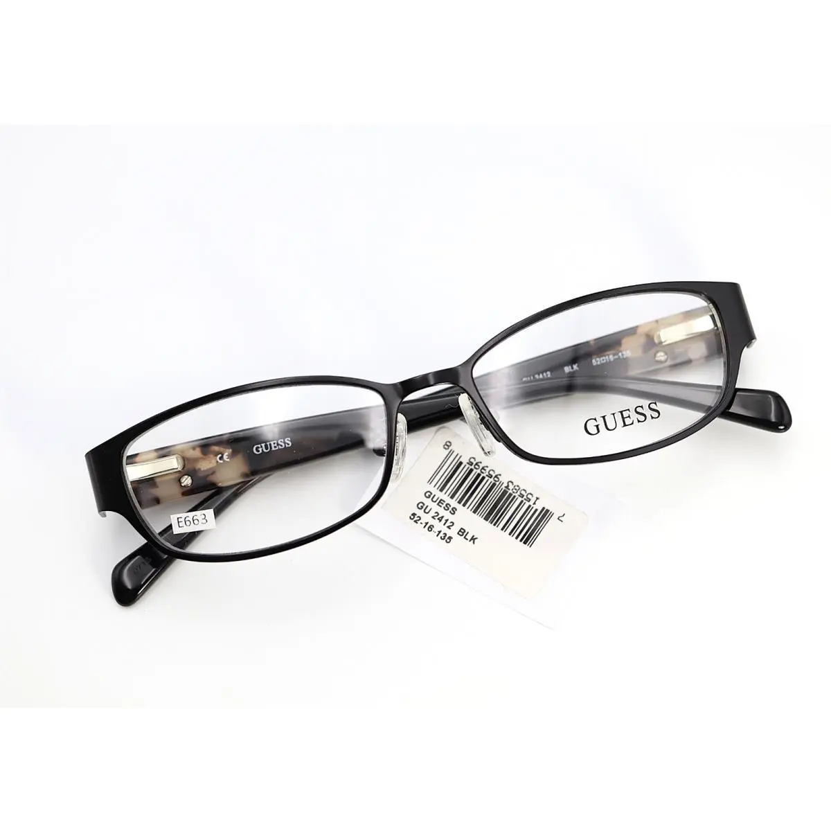 Guess GU2412 Blk Satin Black 52-16-135 Eyeglass Frames Flex Hinges E663