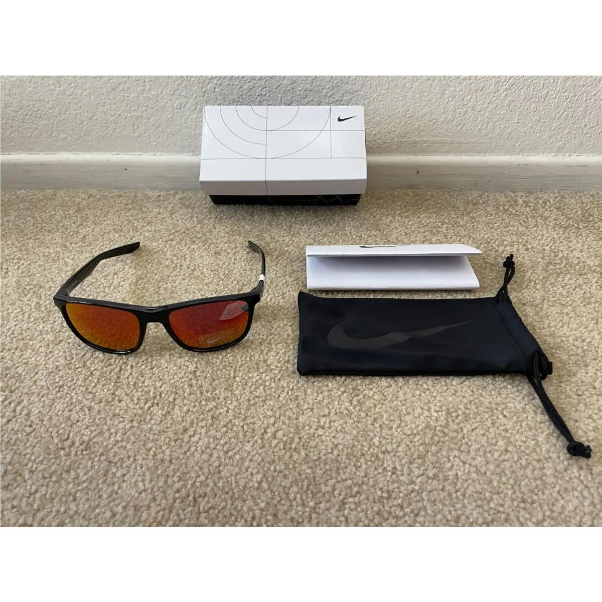Men`s Nike Essential Endeavor FQ4764-010 Red Mirror Max Optics Lens Black Frame
