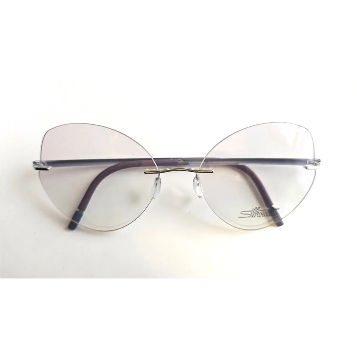Silhouette Rimless The Wave Eyeglasses 5567 LY 7005 56-17 Silver Purple Frames
