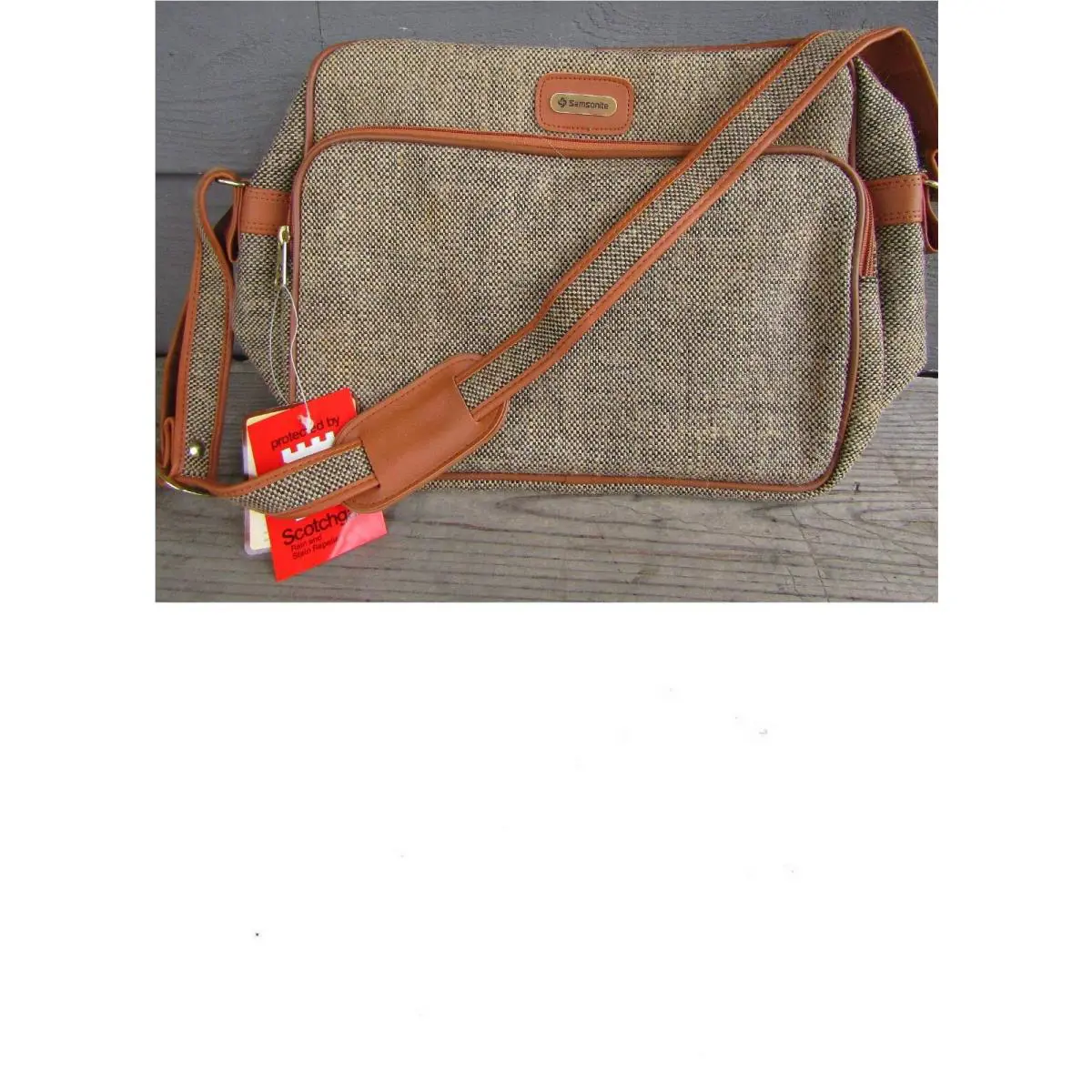 Vintage Samsonite Brown Tweed 2pc Special Collection Carry-on Bags -- Nos