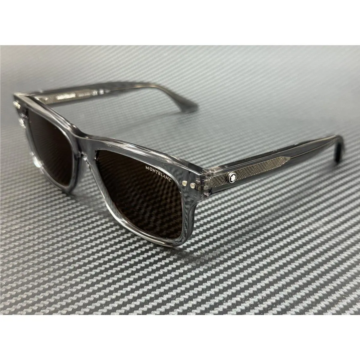 Montblanc Mont Blanc MB0319S 004 Gray Transparent Brown Men`s Extra Large 55 mm Sunglasses
