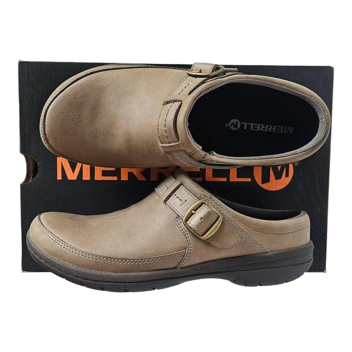 Merrell Women`s 5 M Encore Kassie Brindle Mules Shoes Leather Slip On Buckle