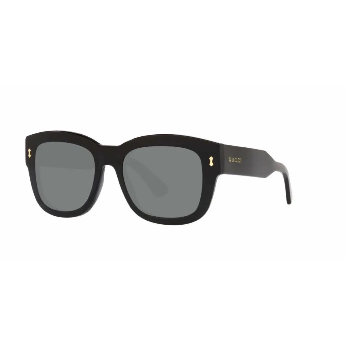 Unisex Square Sunglasses GG1110S 001 Shiny Black/blue Grey Smoke 53mm by Gucci