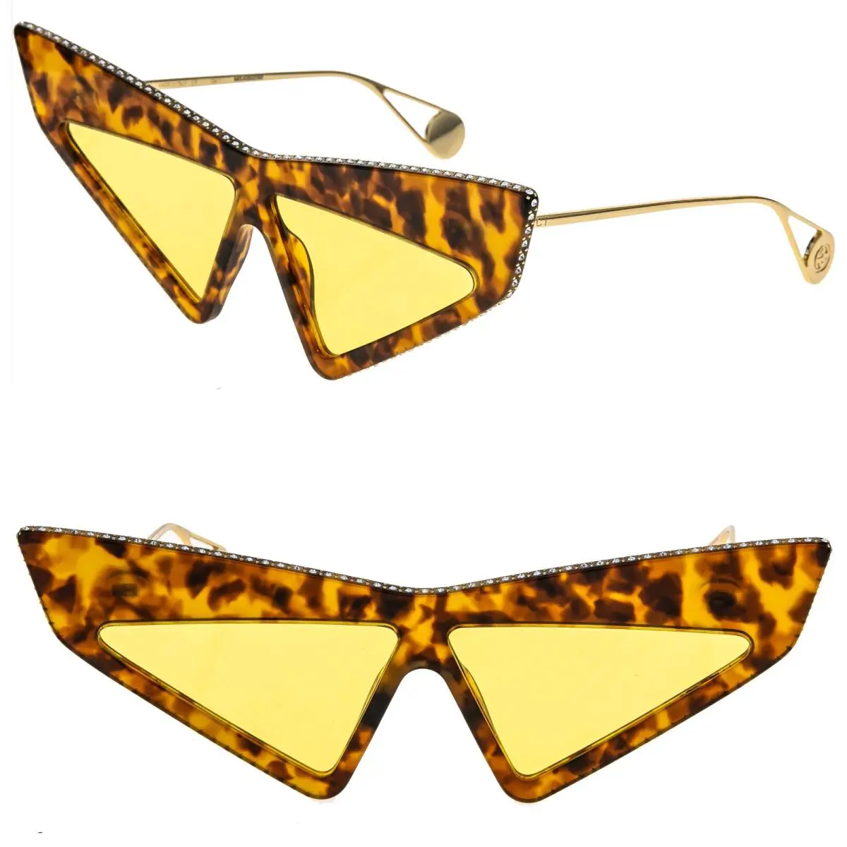 Gucci GG0430S Hollywood Forever 0430 Brown Yellow Crystal Mask Sunglasses 003