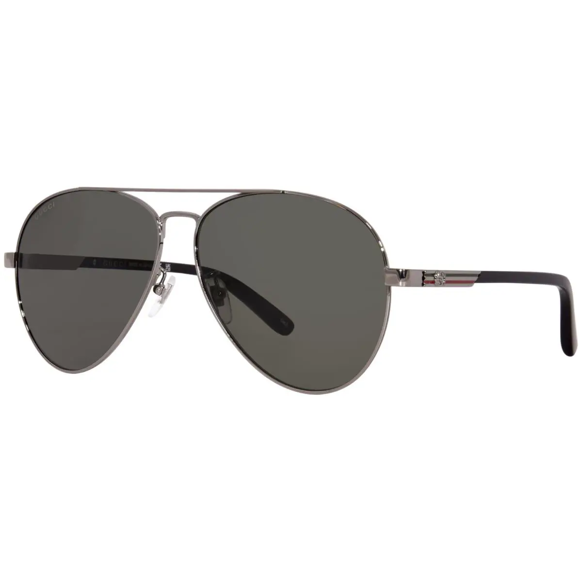 Gucci GG1288SA 001 Sunglasses Men`s Gunmetal/black/grey Lenses Pilot Shape 61mm - Frame: Gunmetal, Lens: Gray