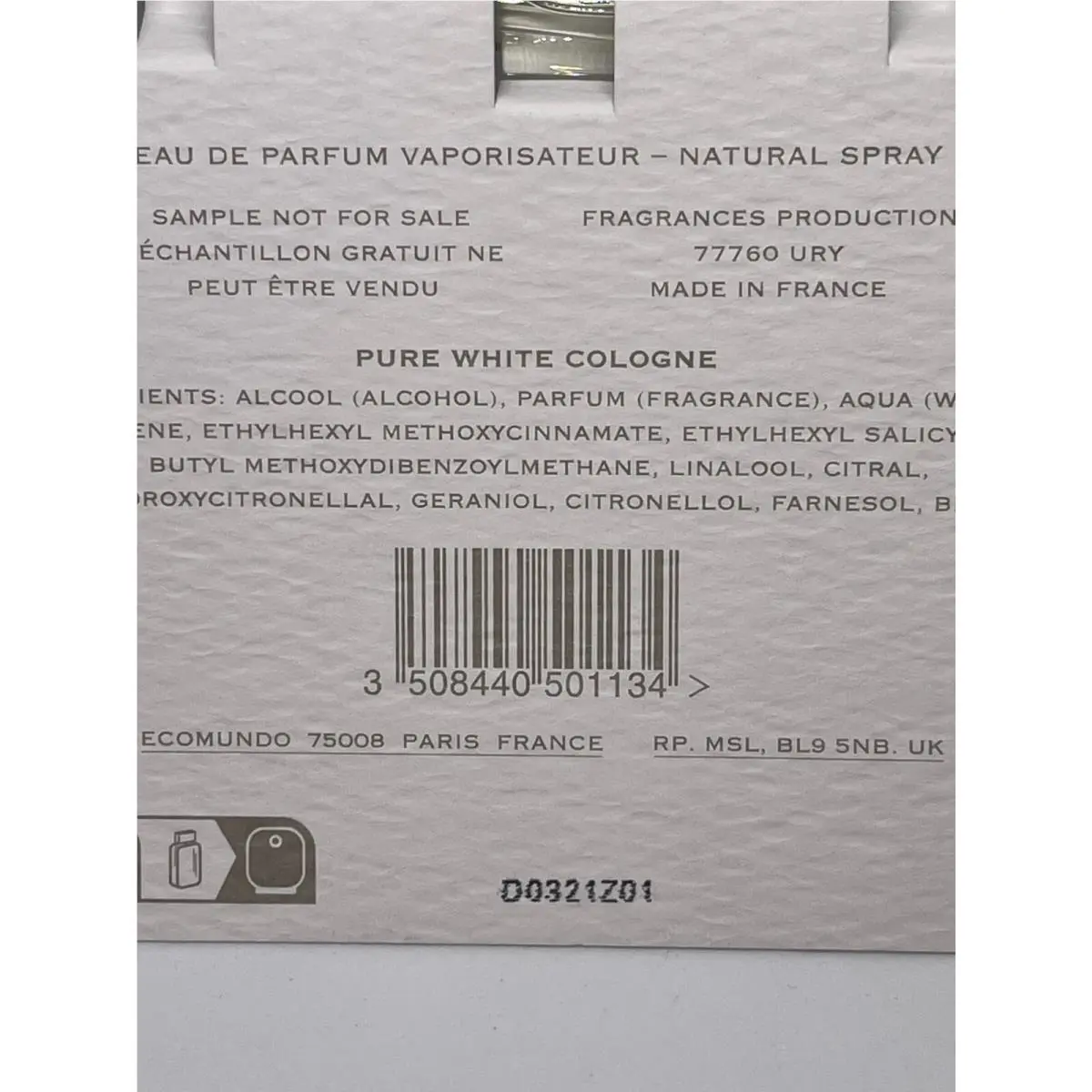 Carded Samples Variety Choose One or More Pure White Cologne by Creed