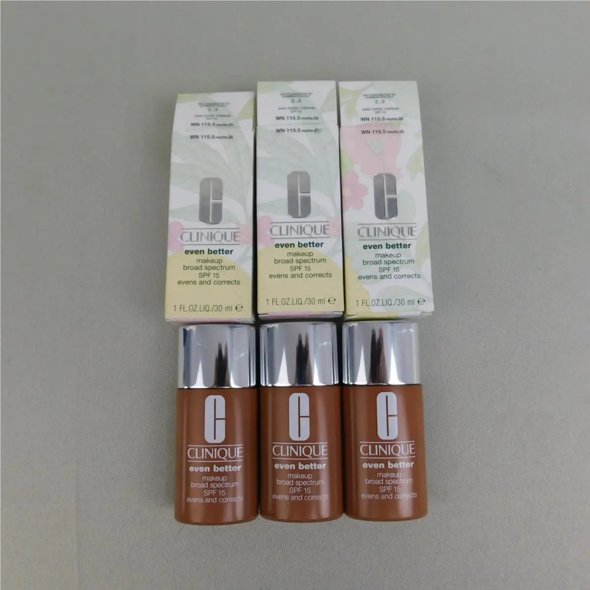 Lot 3 Clinique Even Better Makeup Foundation 1.0oz Spf 15 - WN 115.5 Mocha 2258
