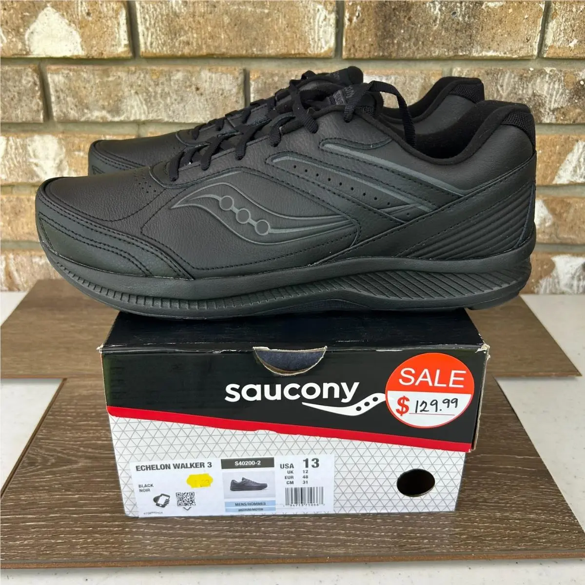 Saucony Echelon Walker 3 Shoes Mens 13 Black Walking Casual Lace Up