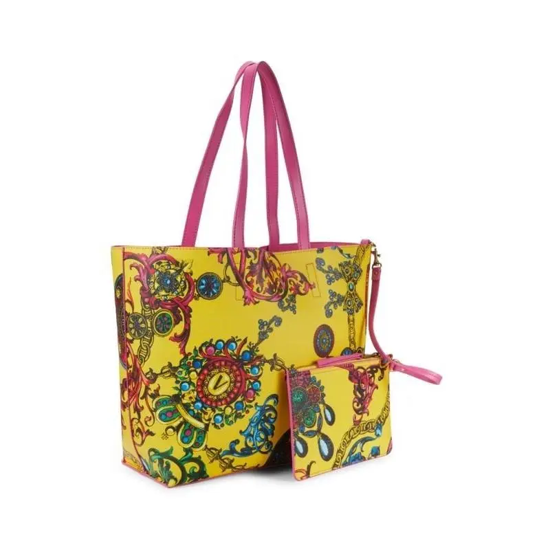 Versace Jeans Couture Large Baroque Print Tote Wristlet Reversible 2 Piece