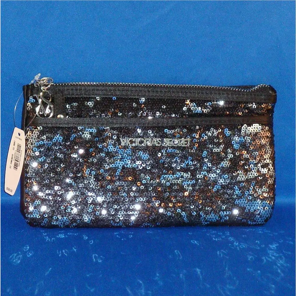 Victoria`s Secret - Black Silver Sequin Clutch Purse
