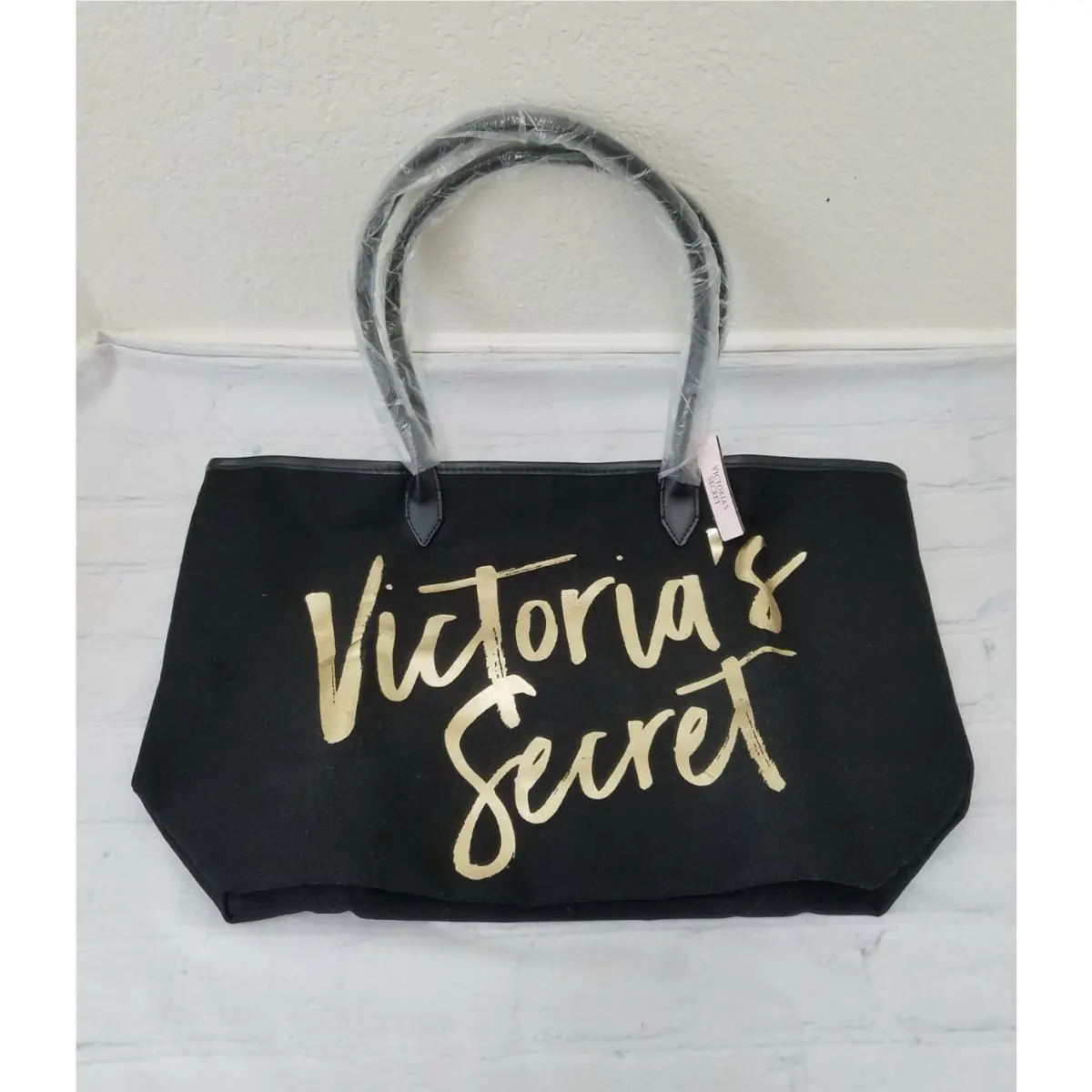 Victorias Secret Womens Black Double Handle Lightweight Tote Handbag One Size