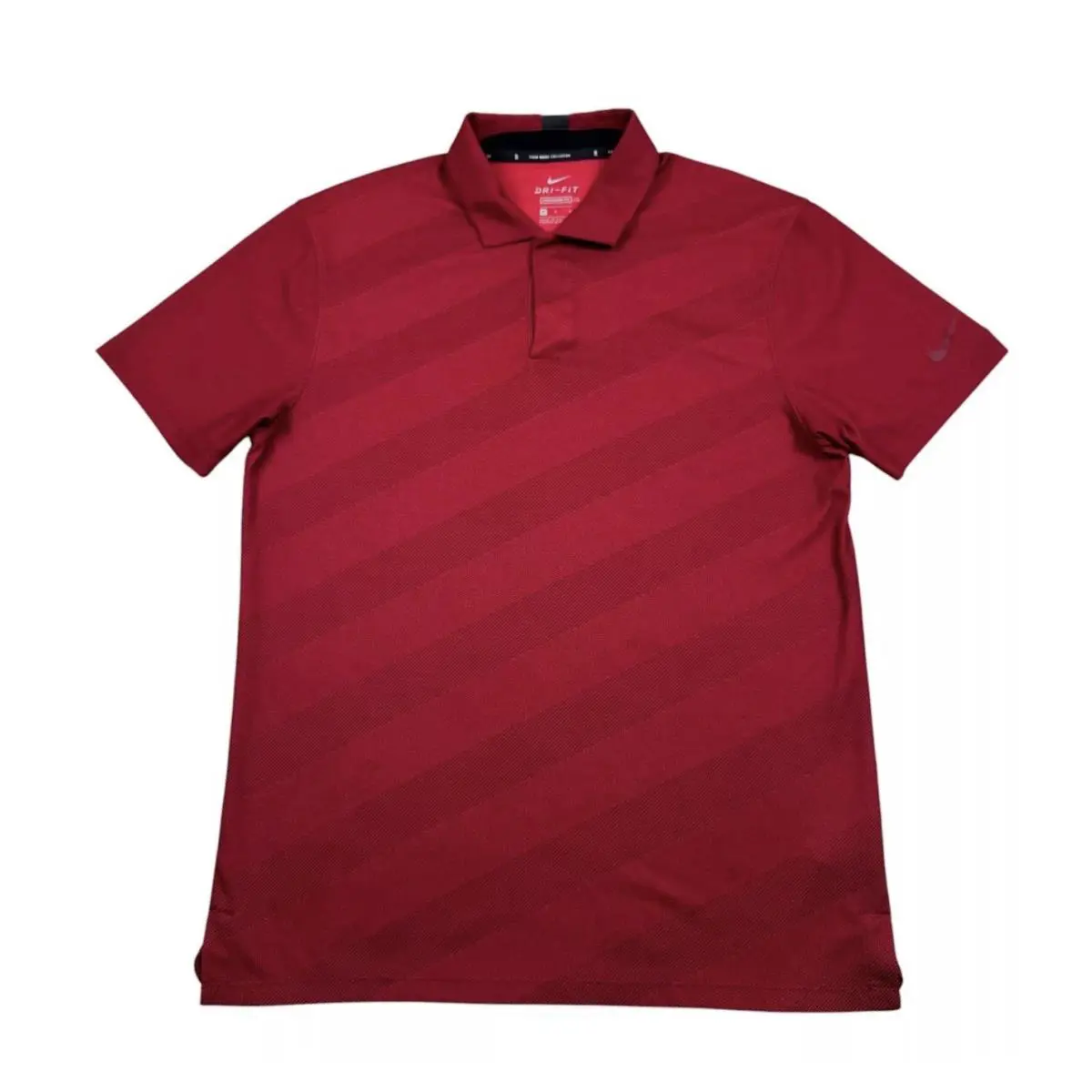Nike Men s Sz M Tiger Woods Golf Polo Team Red Striped Shirt CK6313-687