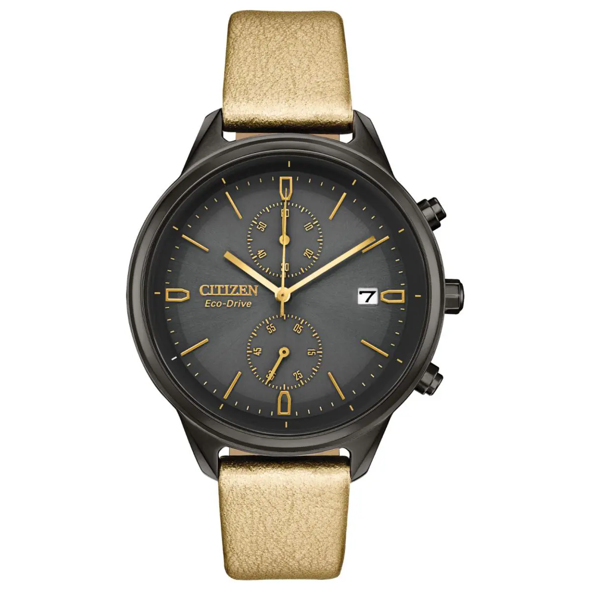 Citizen FB2007-04H Chandler 39 mm Black Mineral Case with Gold Leather