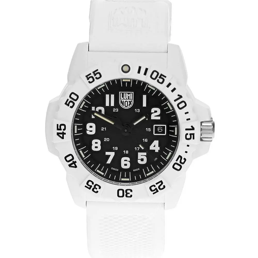 Luminox Navy Seal 3500 Quartz 45mm White Military Dive Men`s Watch XS.3507.WB