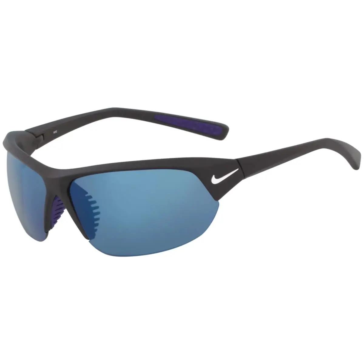Nike Skylon Ace Men`s Semi-rimless Sport Wrap Sunglasses - NKFQ4683 - Matte Black/Grey-Blue Mir (014), Frame: Select Variation