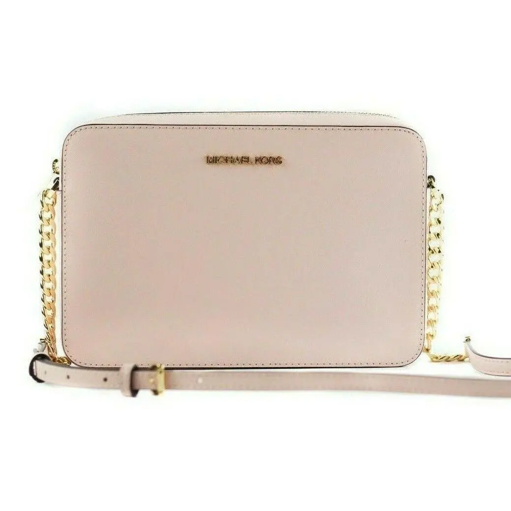 Jet Set Item Large East West Crossbody Bag Powder Blush/Gold Tone by Michael Kors