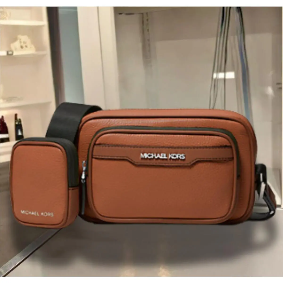 Cooper Men Pebbled Leather Crossbody Camera Bag w/ Pouch Variation LUGGAGE by Michael Kors