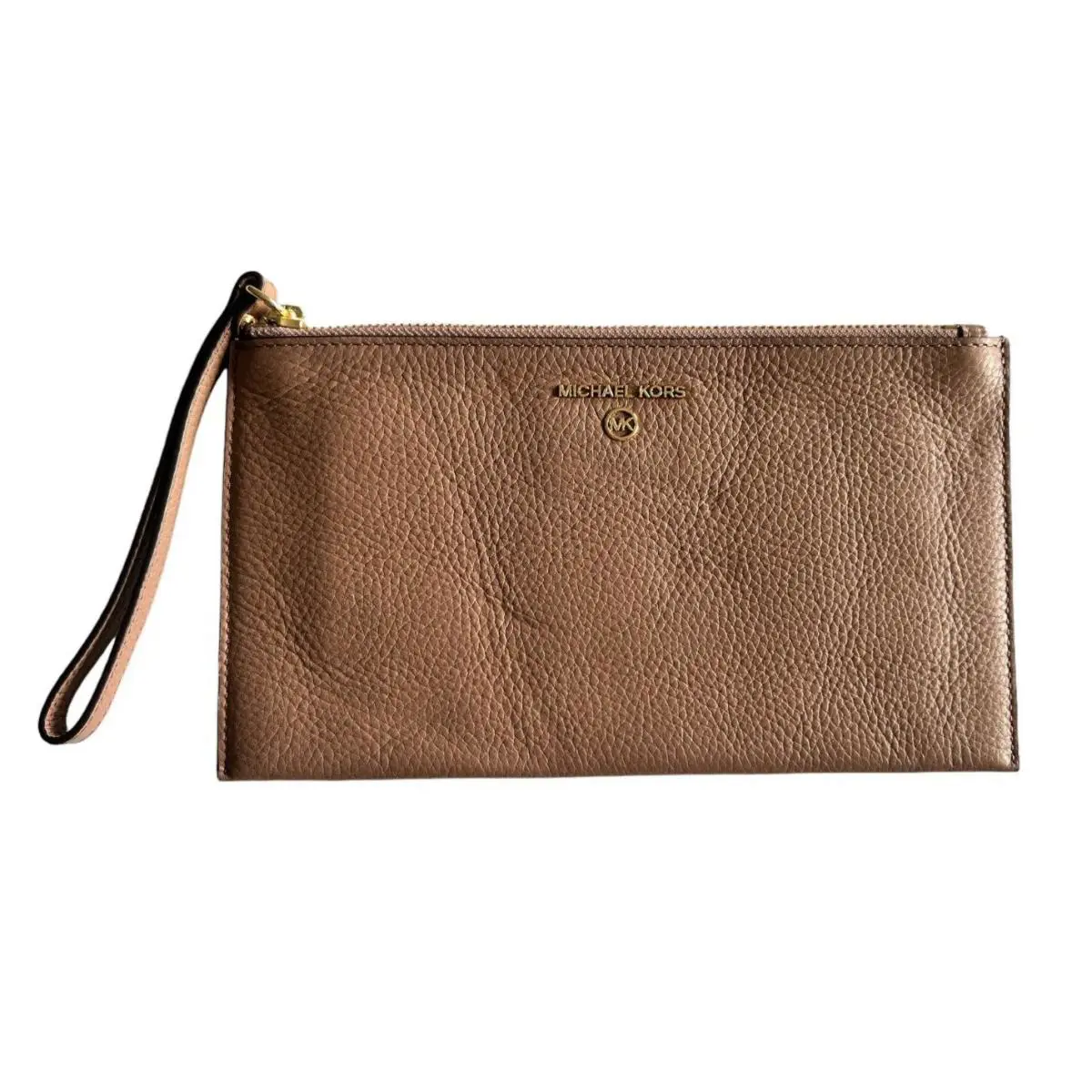 Michael Kors Leather Beige Logo MK Jet Set Item Wristlet