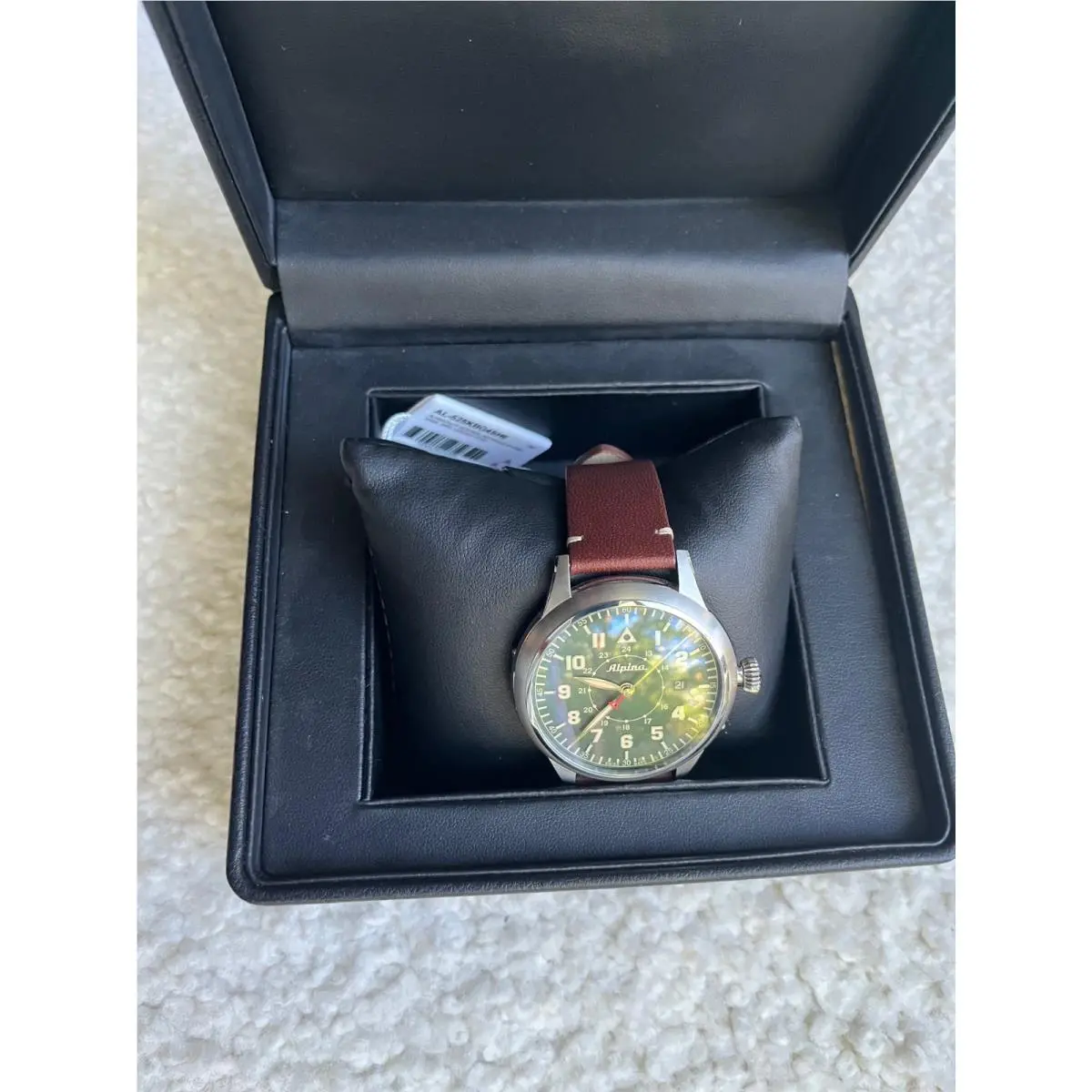 Alpina Pilot Heritage Startimer 44mm Steel Green Dial Mens Watch AL-525KBG4SH6