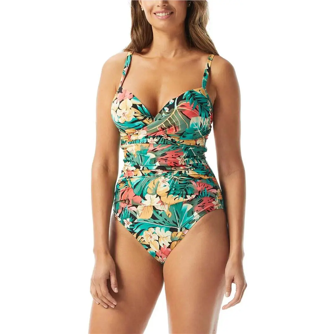 Coco Reef L111208 Passion Flower Enrapture Underwire One Piece Swimsuit Size 38E