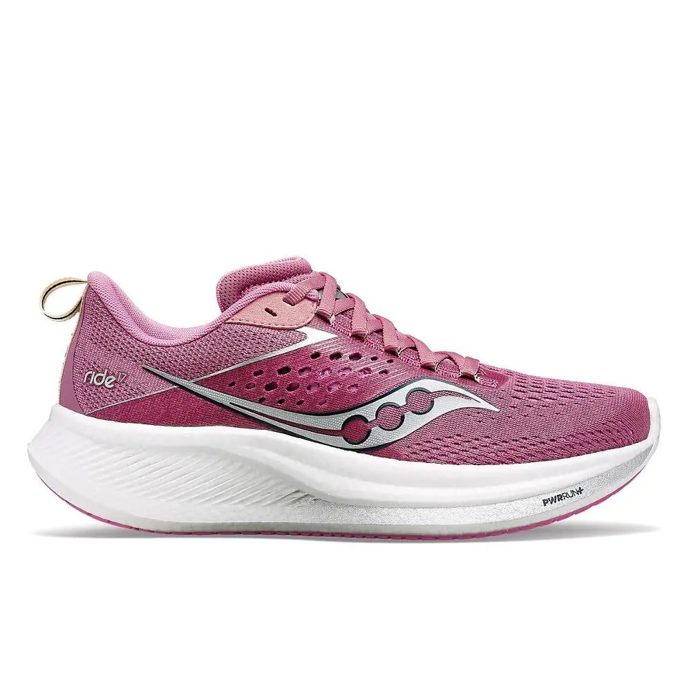 Saucony Women`s Ride 17 Sneaker Orchid/silver 5 Wide - Orchid/Silver