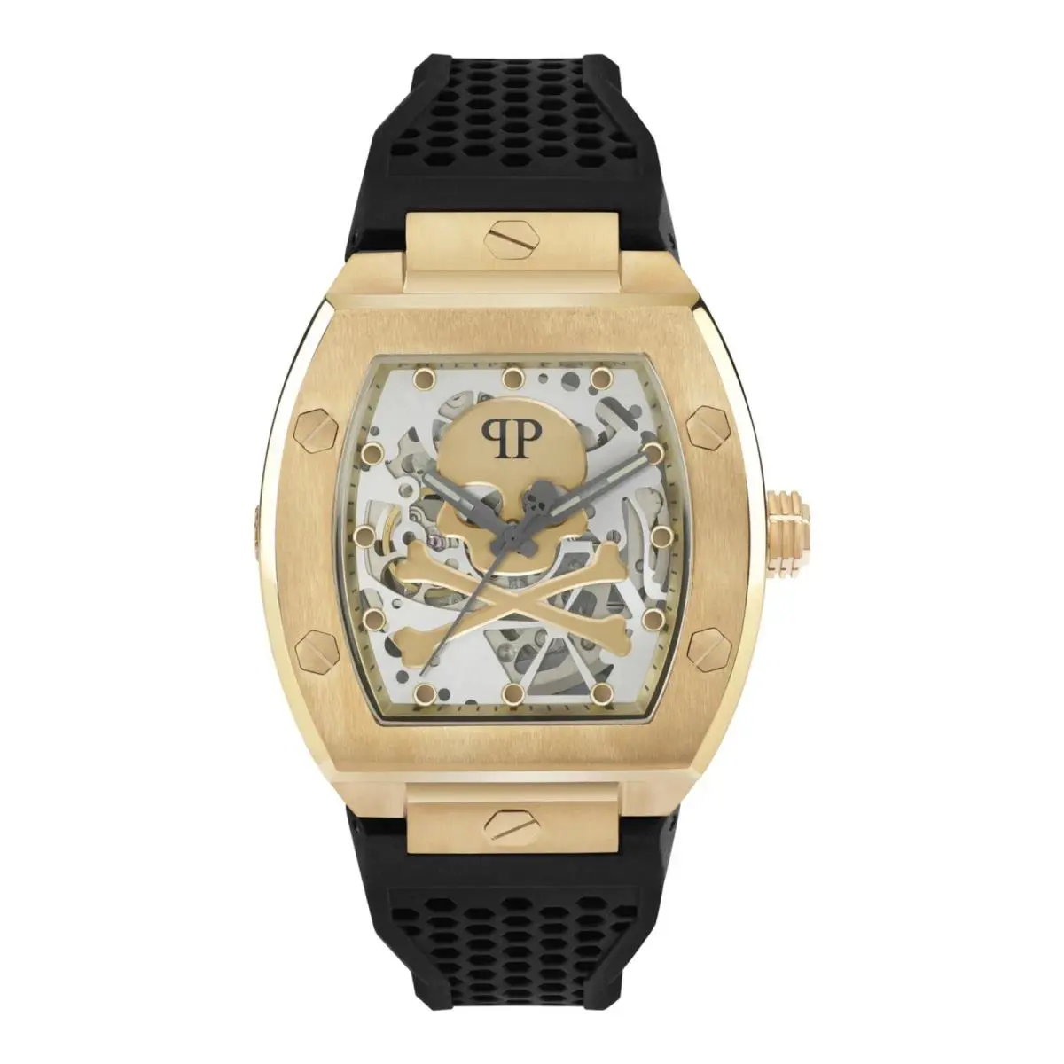 Philipp Plein Mens The $keleton Gold 44mm Strap Fashion Watch PWBAA0321