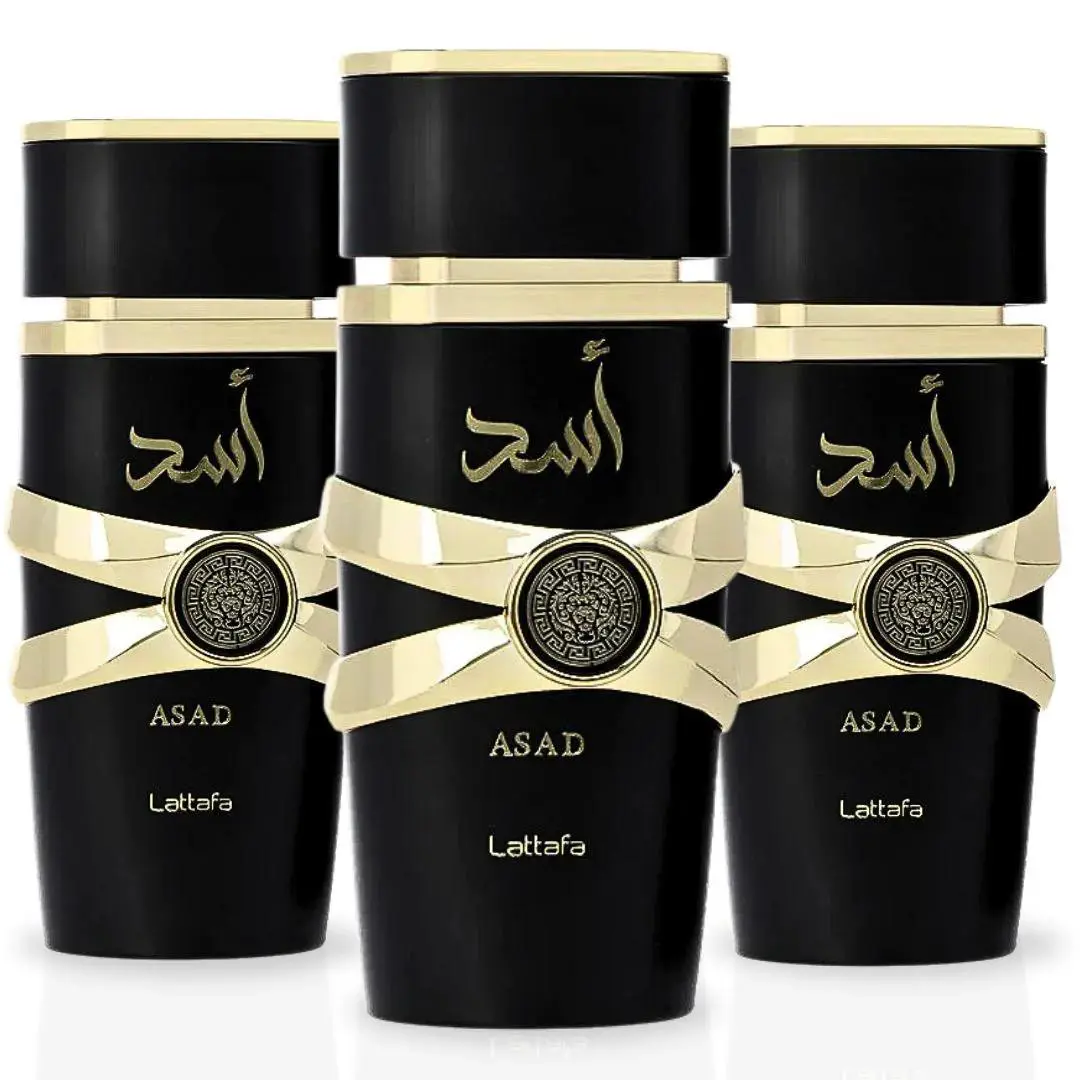 Asad Eau de Parfum Spray 100ml 3.4 oz by Lattafa Pack of 3