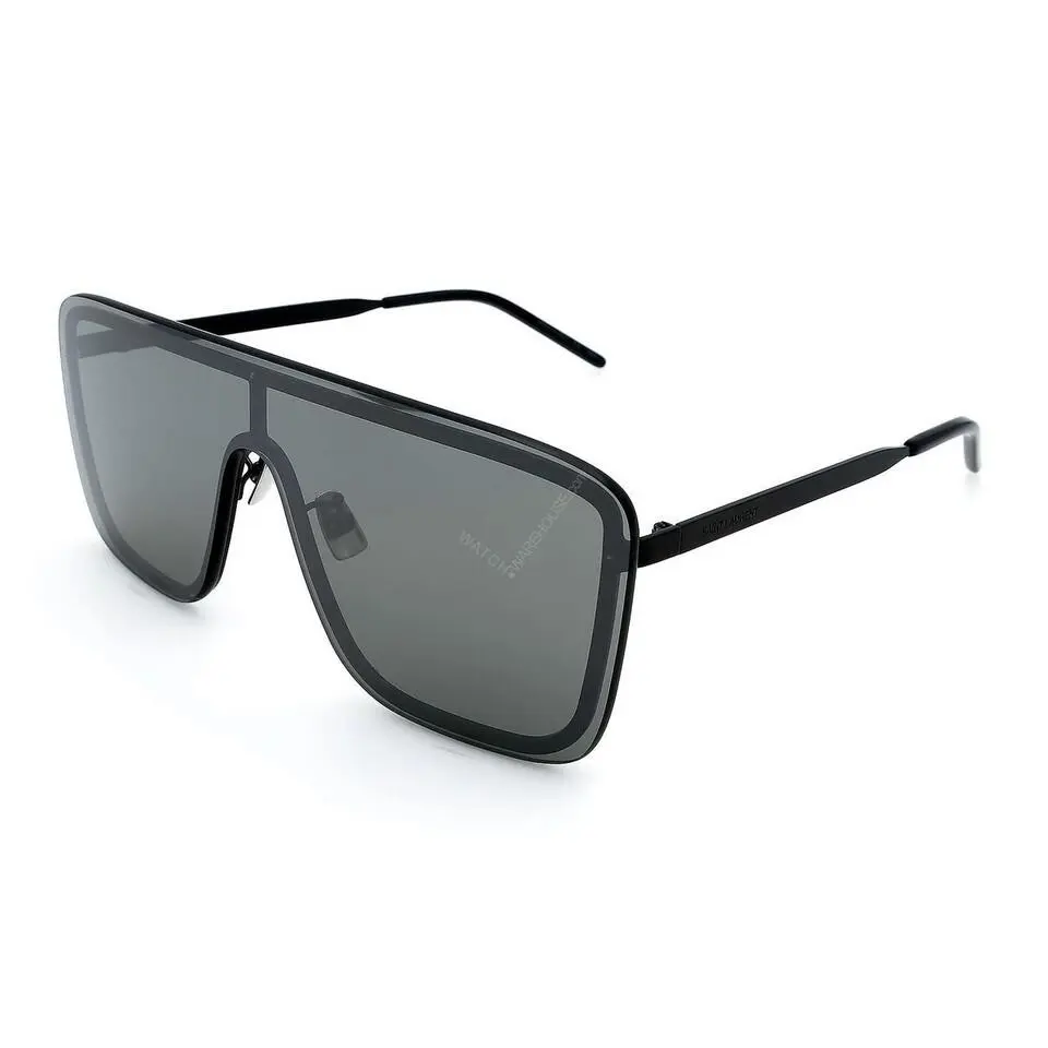 Saint Laurent Silver Lens 99-1-140MM Unisex Sunglasses SL 364 Mask 003 - Frame: Black, Lens: Silver