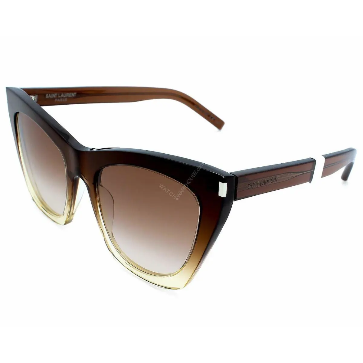 Saint Laurent Brown Gradient 55-145MM Women`s Sunglasses SL 214 Kate 016 - Frame: Transparent Brown, Lens: Brown