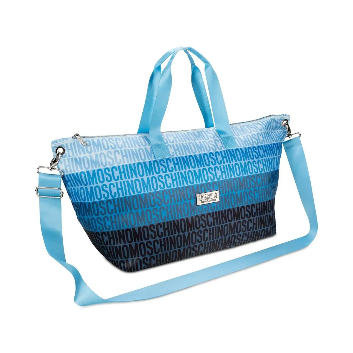 Moschino Fragrance Duffel Bag Weekender Travel Tote Bag Blue Logo