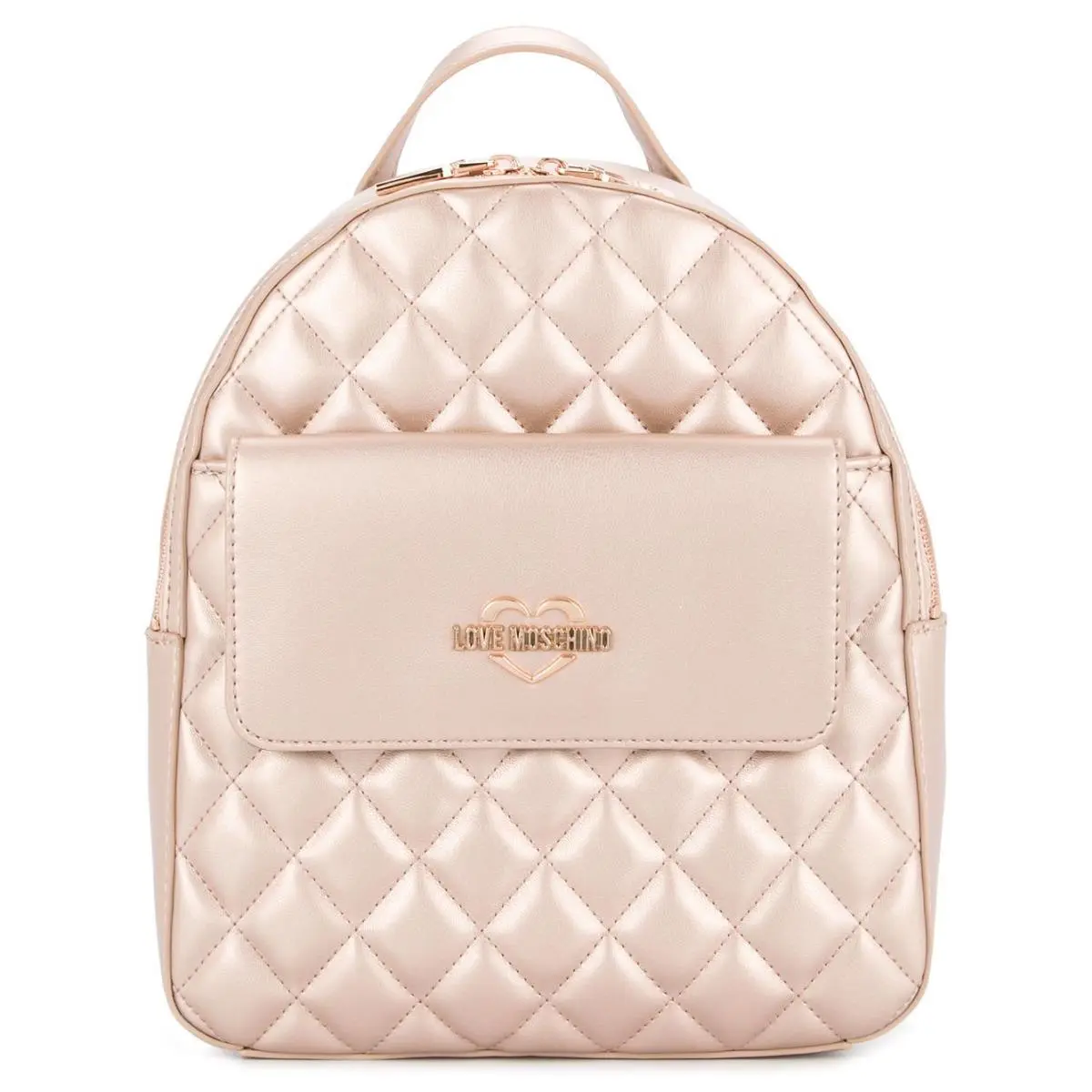 Love Moschino Backpack Large Size Quilted Pink Pearl Rose Gold and Dust Bag