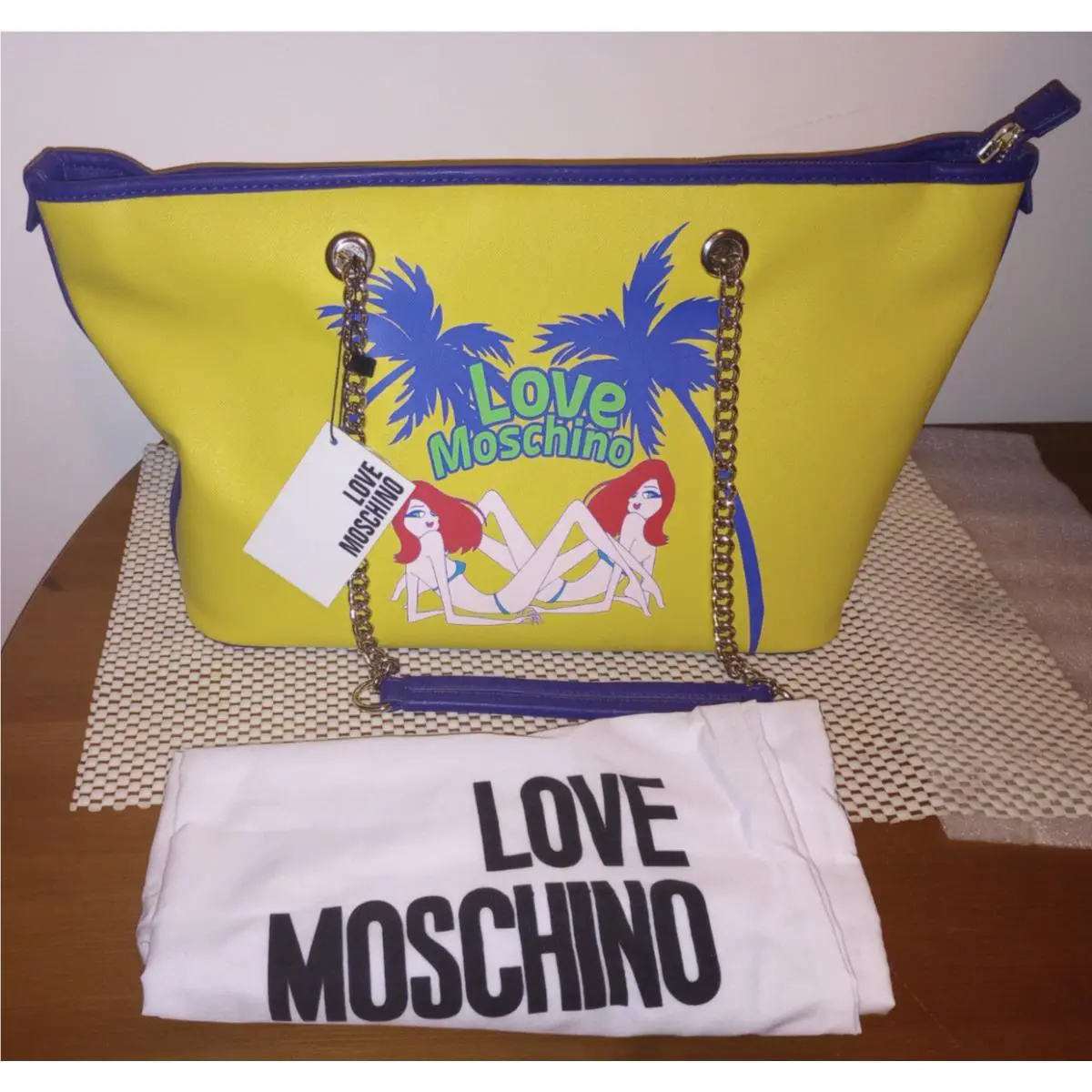 Love Moschino Aloha Surfer Girl Saffiano Pvc Tote Shoulder Bag-nwt