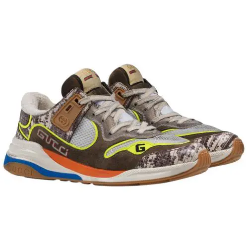 Men`s Gucci Rock Tejus Printed Ultrapace Sneakers 719801 - Brown