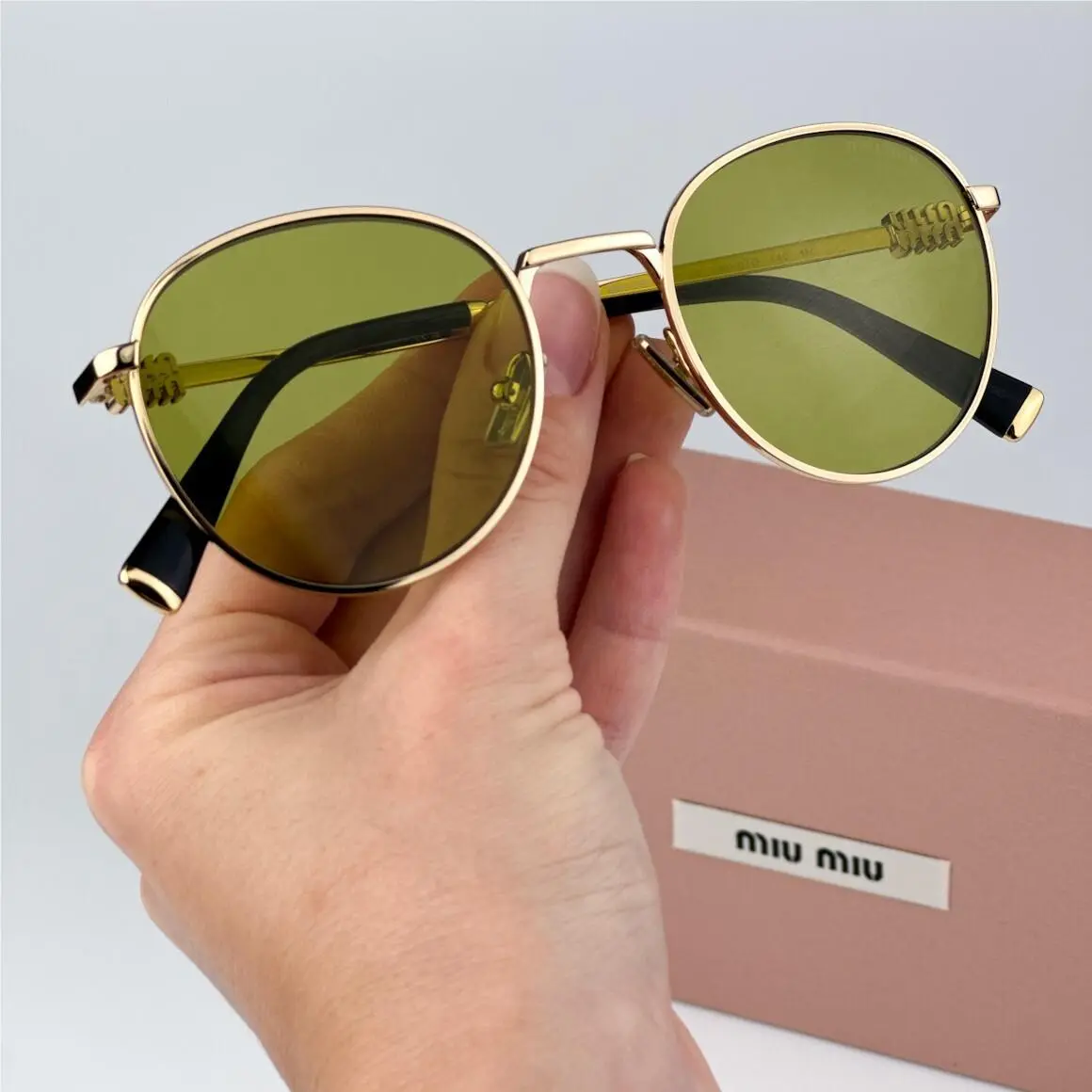 Miu Miu Women Sunglasses Gold Olive Green Round MU55ZS Regard 5AK07O