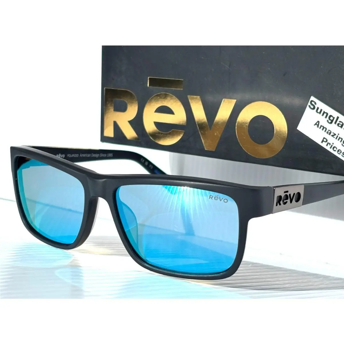 Winston S Matte Black Polarized Blue Lens Sunglass 1245 01 BL by Revo