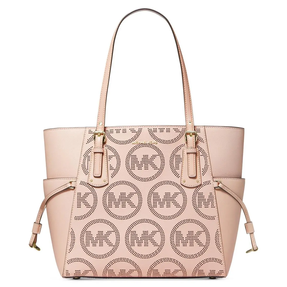 Voyager Large Tote Bag MK Logo Monogram Soft Pink Leather by Michael Kors