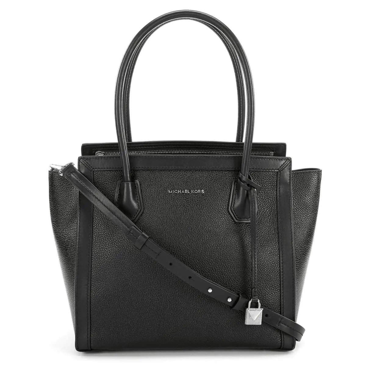 Kors Women`s Mercer Studio Large East West Tote Black - Exterior: Black, Lining: Black, Hardware: Silver Hardware, Black