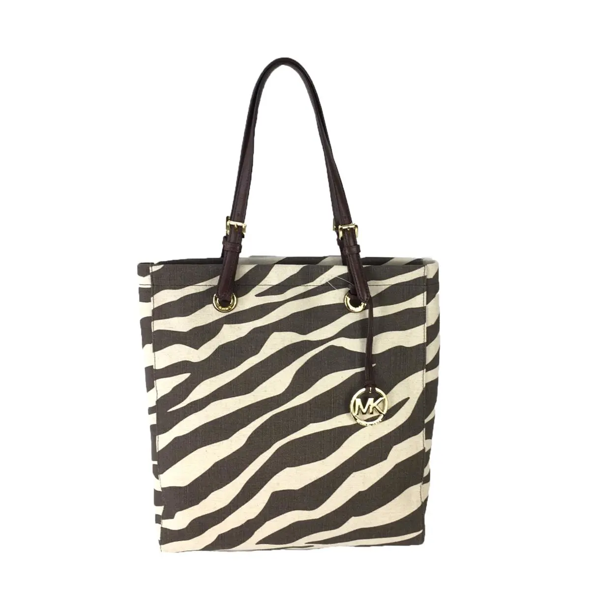 Jet Set Zebra Print Canvas North South Tote Bag Brown/tan by Michael Kors