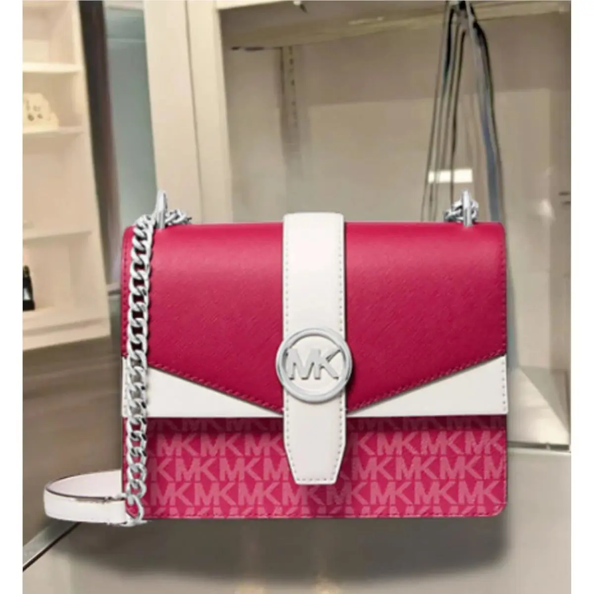 Michael Kors Greenwich Lady Small Handbag Bag Crossbody Bag Dark Raspberry Multi