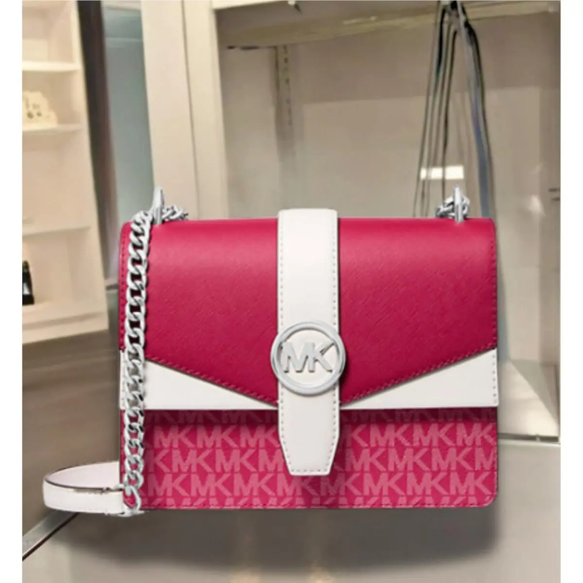 Michael Kors Greenwich Lady Small Handbag Bag Crossbody Bag Dark Raspberry Multi
