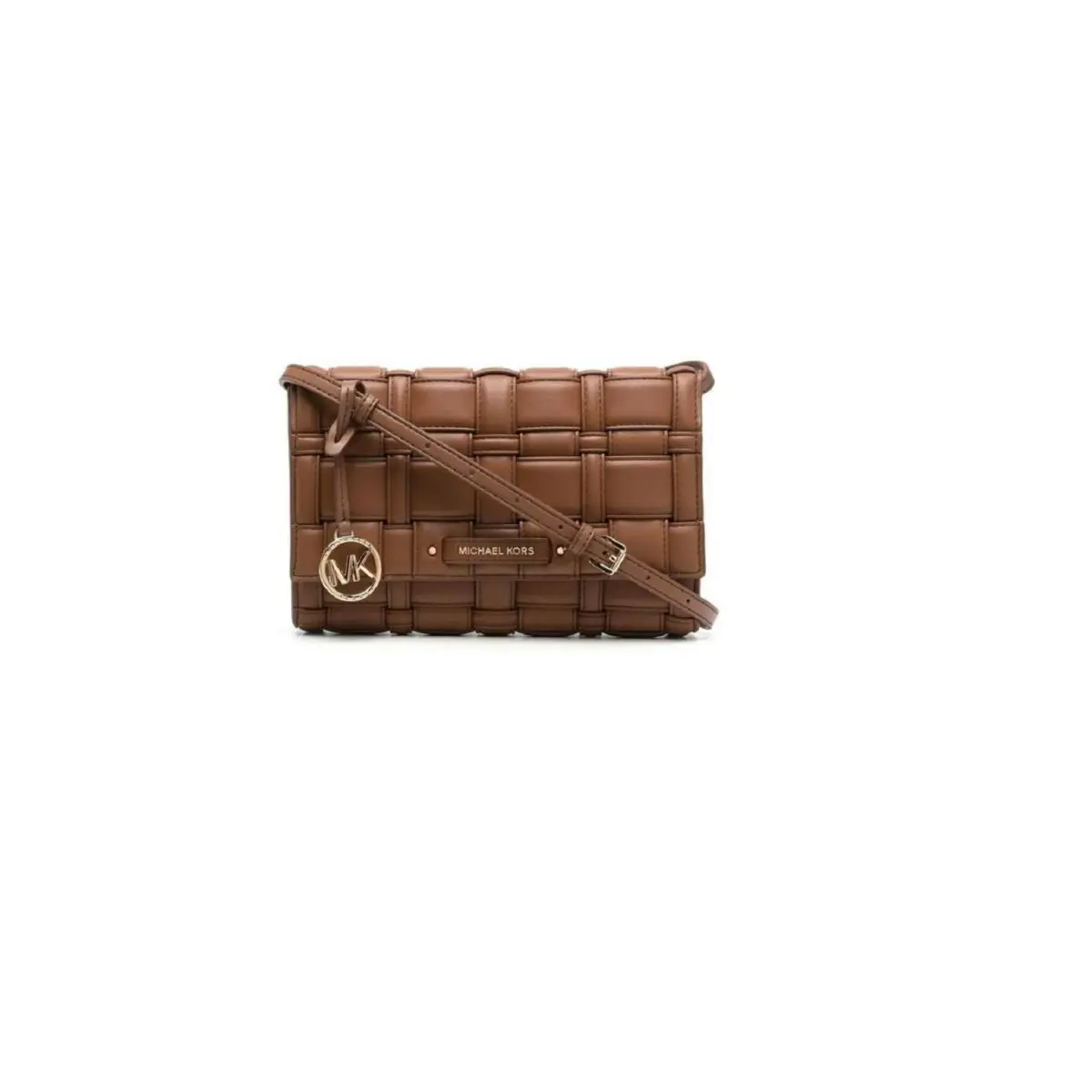 Kors Women`s Ivy Woven Large Clutch Crossbody Bag Luggage