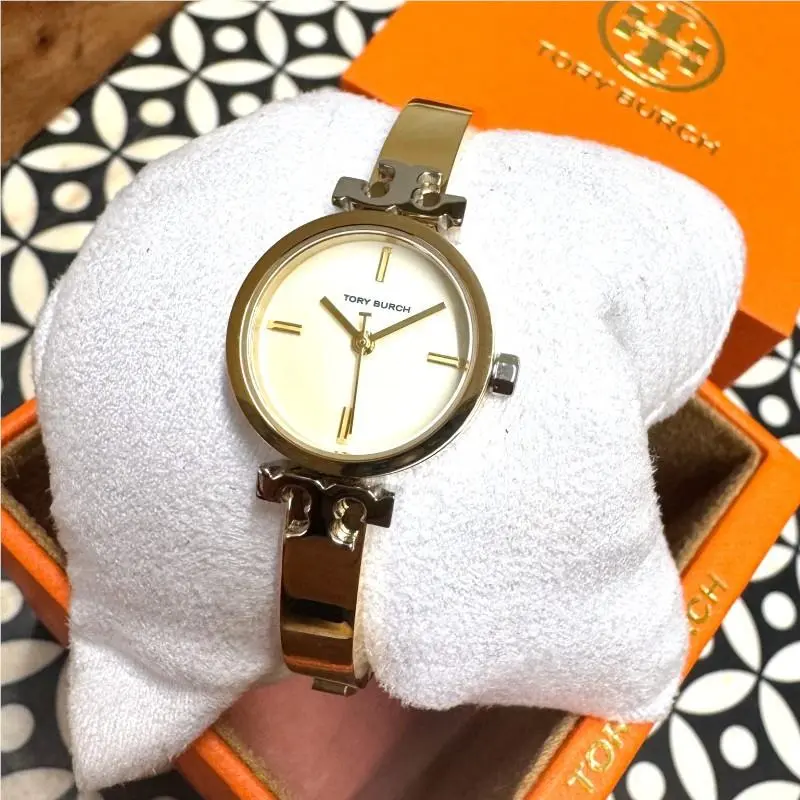Tory Burch Kira Two Tone Gold Silver Bangle Bracelet Watch TBW1401